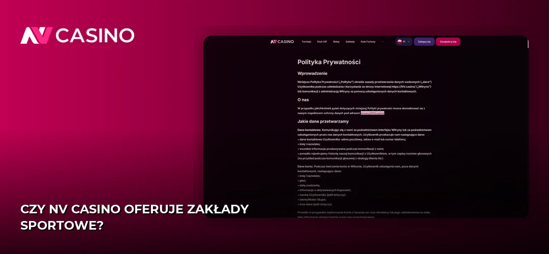 Czy NV Casino oferuje zakłady sportowe?
