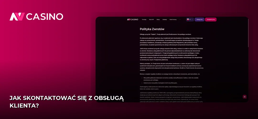 Jak skontaktować się z obsługą klienta?