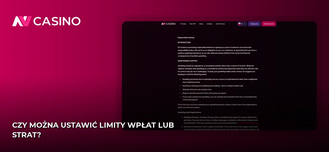 Czy można ustawić limity wpłat lub strat?