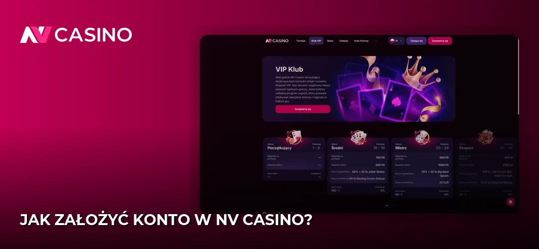 Jak założyć konto w NV Casino?